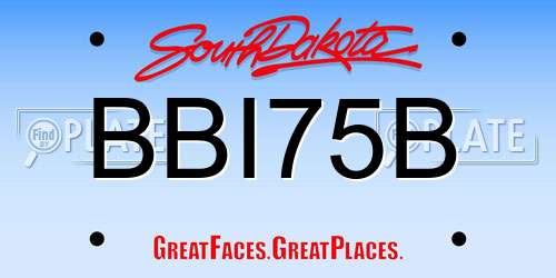 BBI75B South Dakota License Plate