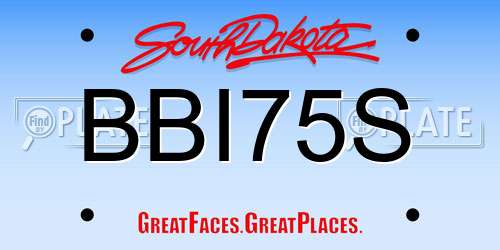 BBI75S South Dakota License Plate