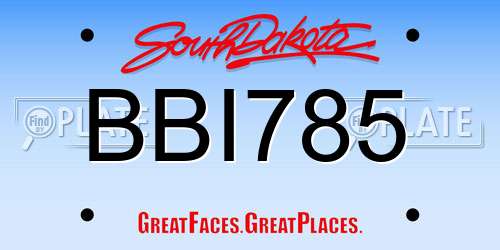 BBI785 South Dakota License Plate