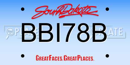 BBI78B South Dakota License Plate
