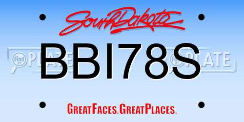 BBI78S South Dakota License Plate