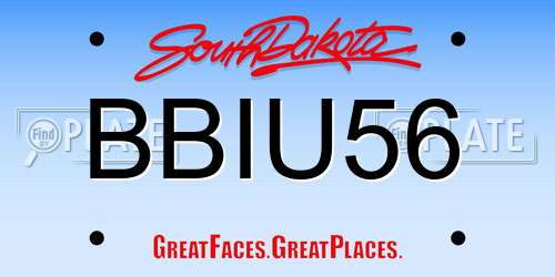 BBIU56 South Dakota License Plate