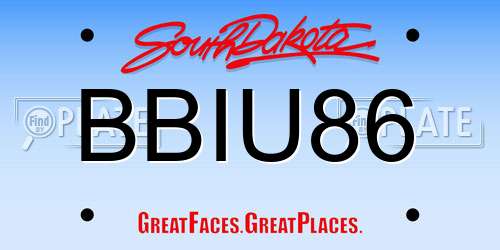 BBIU86 South Dakota License Plate
