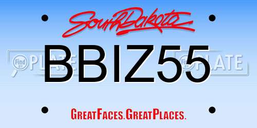 BBIZ55 South Dakota License Plate