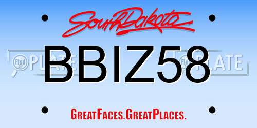BBIZ58 South Dakota License Plate
