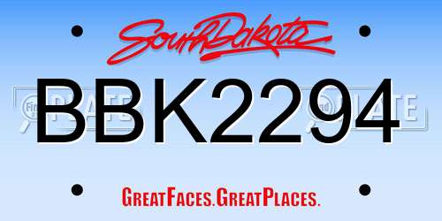 BBK2294 South Dakota License Plate