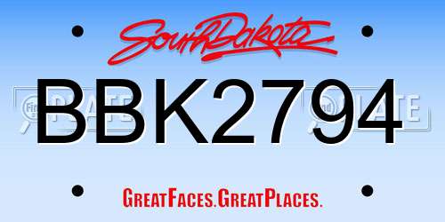 BBK2794 South Dakota License Plate