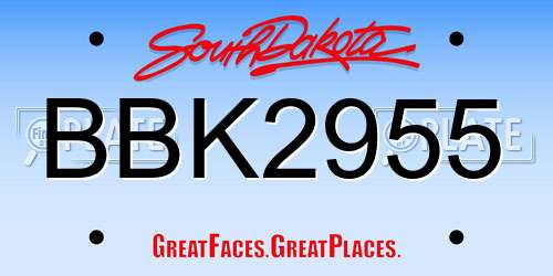 BBK2955 South Dakota License Plate