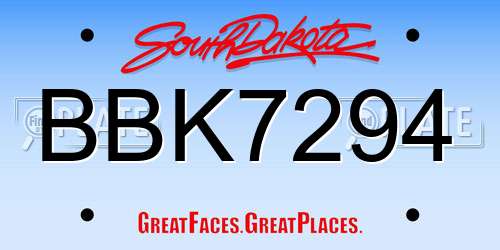 BBK7294 South Dakota License Plate