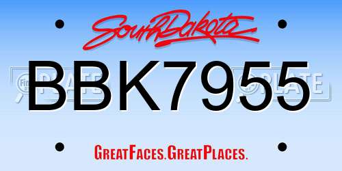 BBK7955 South Dakota License Plate