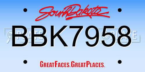 BBK7958 South Dakota License Plate