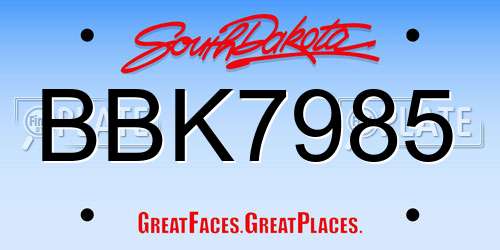 BBK7985 South Dakota License Plate