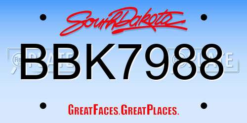 BBK7988 South Dakota License Plate