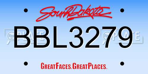 BBL3279 South Dakota License Plate