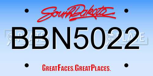 BBN5022 South Dakota License Plate