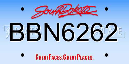 BBN6262 South Dakota License Plate