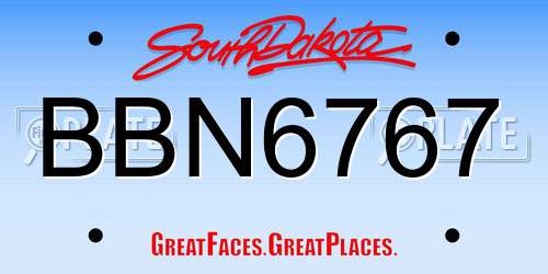 BBN6767 South Dakota License Plate