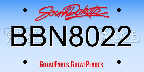 BBN8022 South Dakota License Plate