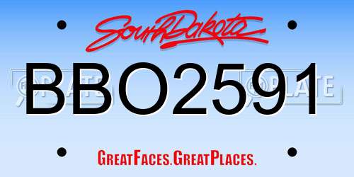 BBO2591 South Dakota License Plate