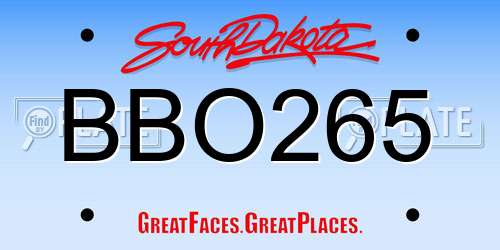 BBO265 South Dakota License Plate
