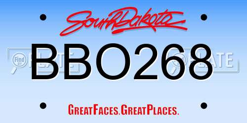 BBO268 South Dakota License Plate