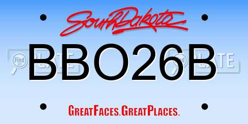 BBO26B South Dakota License Plate