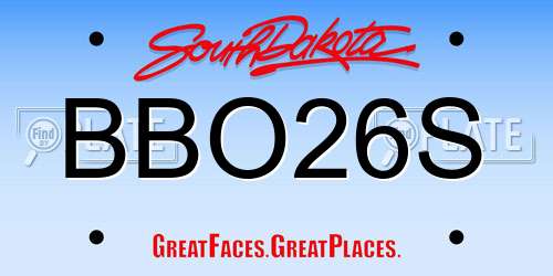 BBO26S South Dakota License Plate