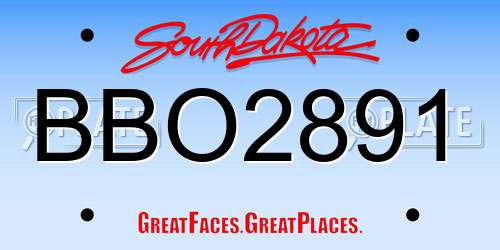 BBO2891 South Dakota License Plate