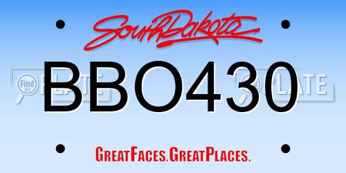 BBO430 South Dakota License Plate