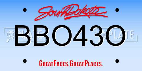 BBO43O South Dakota License Plate