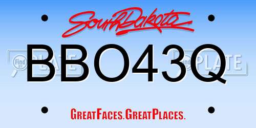 BBO43Q South Dakota License Plate