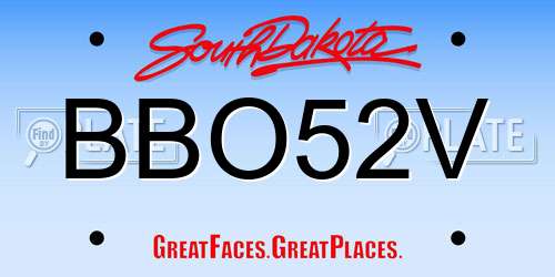 BBO52V South Dakota License Plate