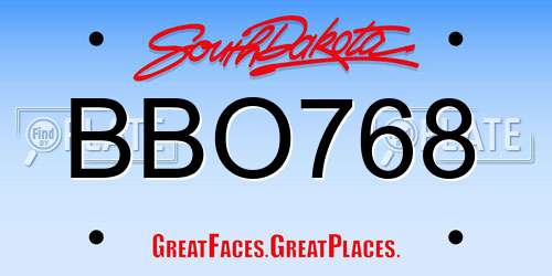 BBO768 South Dakota License Plate