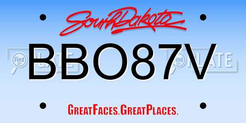 BBO87V South Dakota License Plate