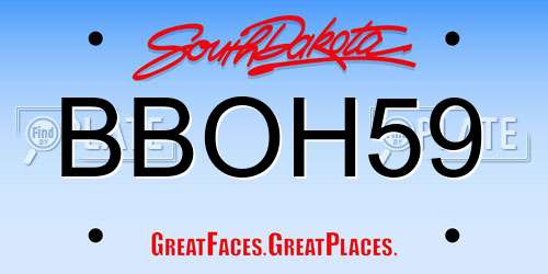 BBOH59 South Dakota License Plate