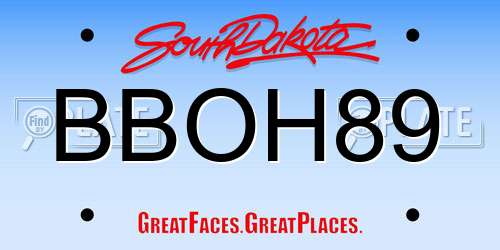 BBOH89 South Dakota License Plate