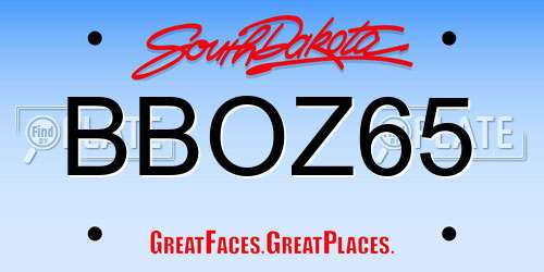 BBOZ65 South Dakota License Plate