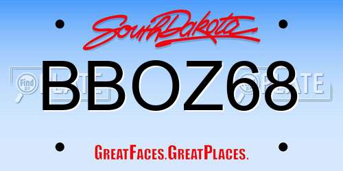 BBOZ68 South Dakota License Plate