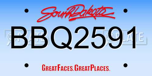 BBQ2591 South Dakota License Plate