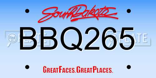BBQ265 South Dakota License Plate