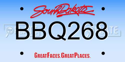 BBQ268 South Dakota License Plate