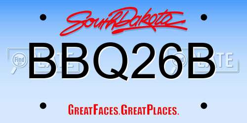 BBQ26B South Dakota License Plate