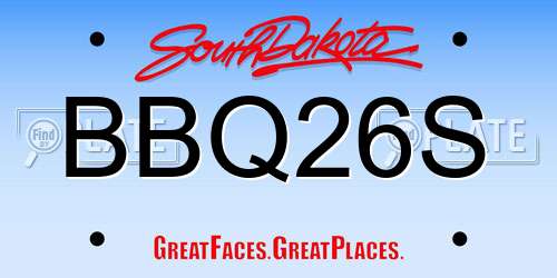 BBQ26S South Dakota License Plate