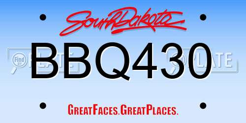 BBQ430 South Dakota License Plate