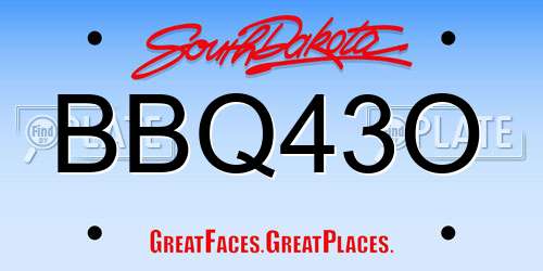 BBQ43O South Dakota License Plate