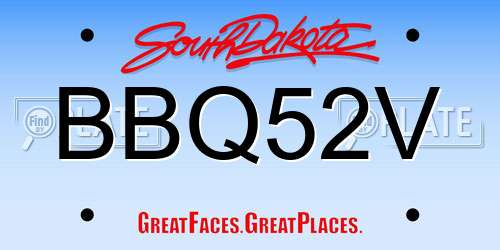 BBQ52V South Dakota License Plate
