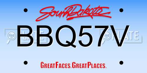 BBQ57V South Dakota License Plate