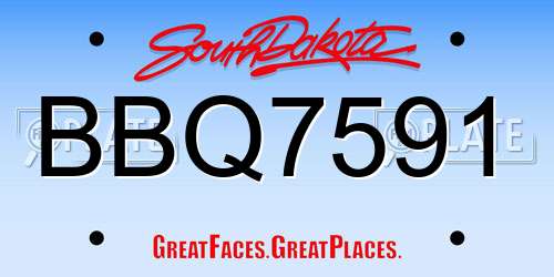 BBQ7591 South Dakota License Plate