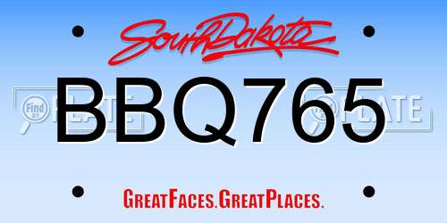 BBQ765 South Dakota License Plate