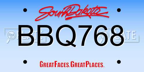BBQ768 South Dakota License Plate